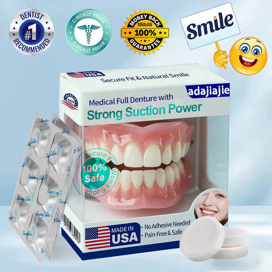 Adajiajie® Medical Full Denture with Strong Suction ✅ Made and Shipped from the USA🍀